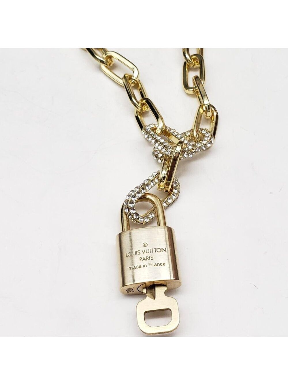 Authentic Louis Vuitton Lock & Key w/ Unbranded Gold Plated Gold Chain Necklace - Picture 5 of 8